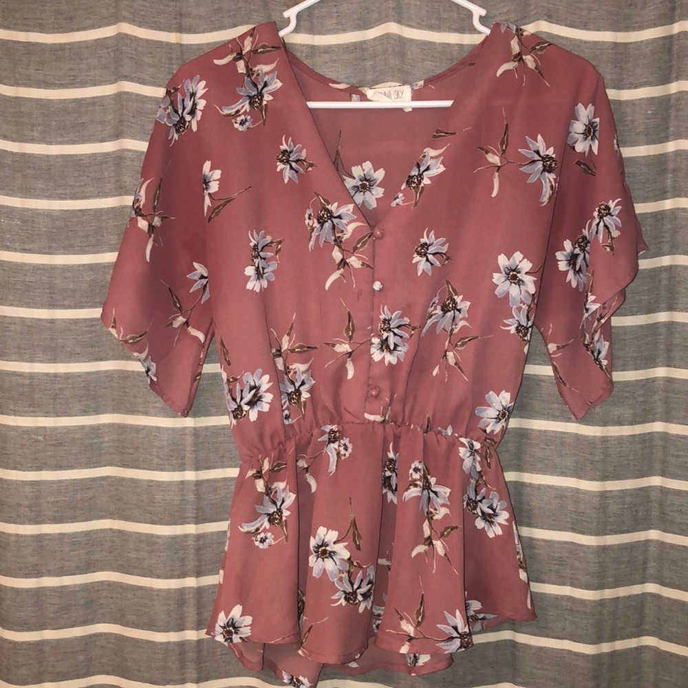 Pink floral blouse